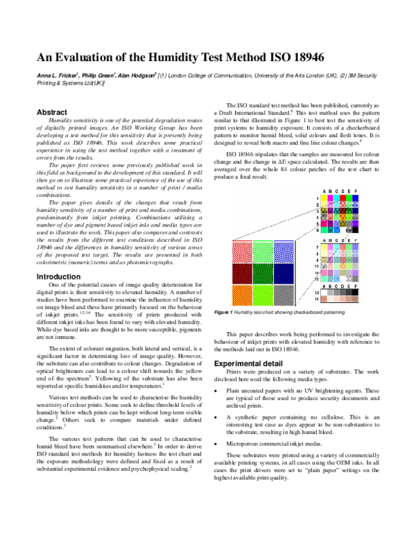 (PDF) An evaluation of the humidity test method ISO 18946