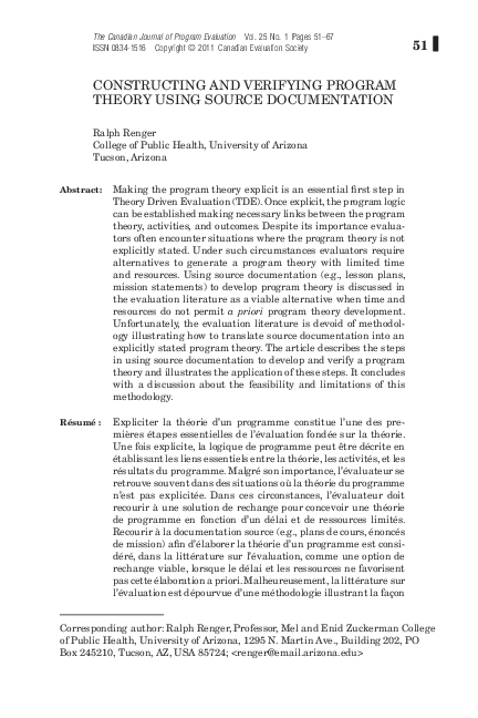 (PDF) Constructing and Verifying Program Theory Using Source Documentation