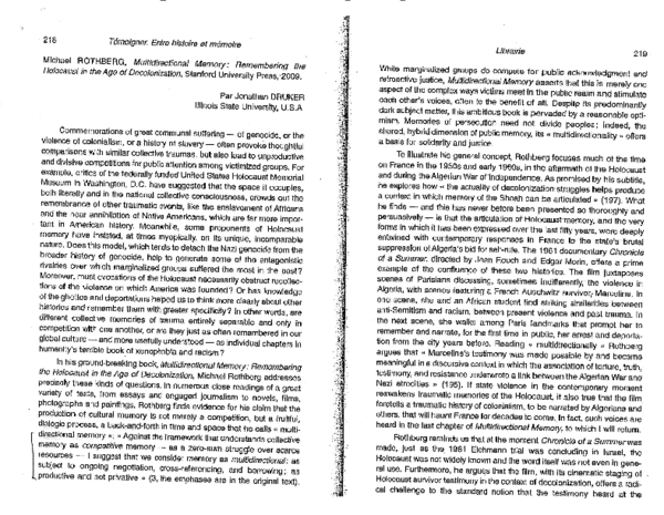 (PDF) Review Essay on Rothberg's Multidirectional Memory