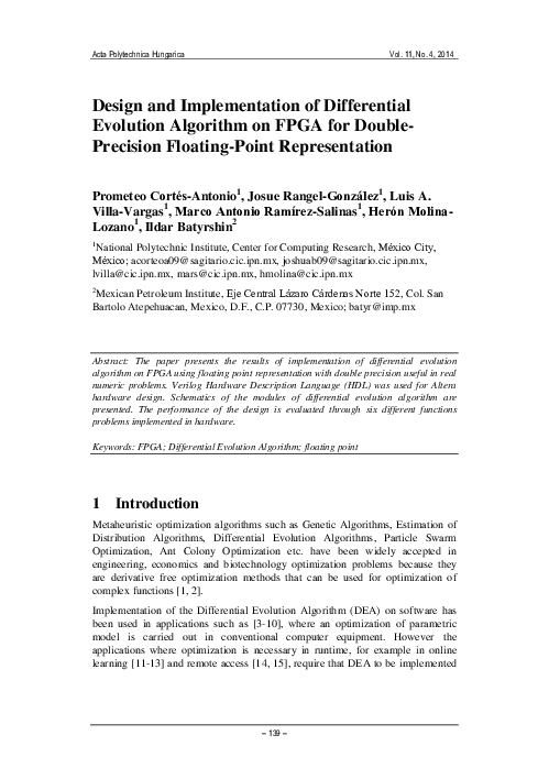 (PDF) Design and Implementation of Differential Evolution Algorithm on ...
