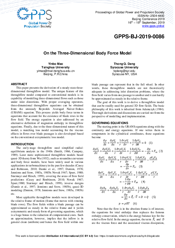 (PDF) On the Three-Dimensional Body Force Model