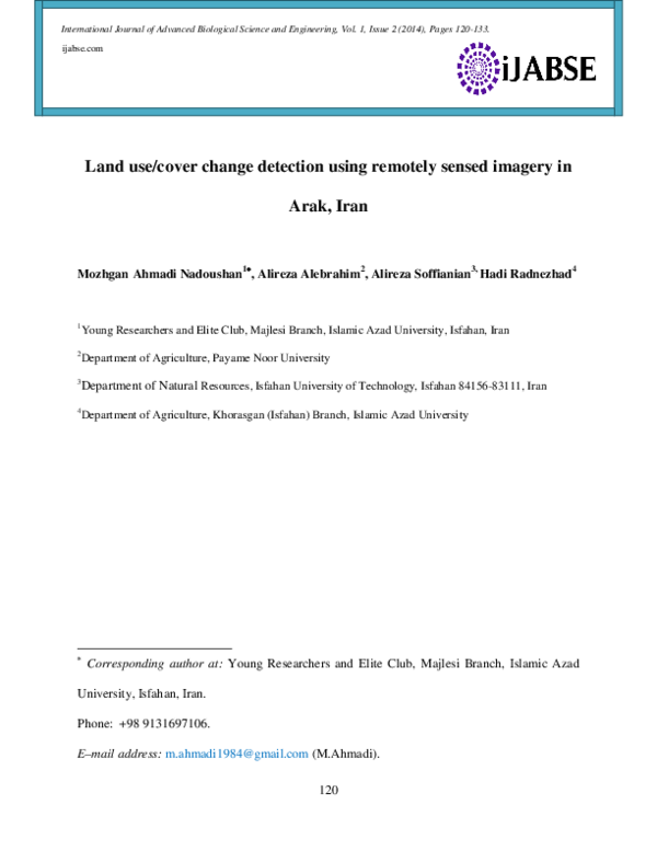 (PDF) Land use/cover change detection using remotely sensed imagery in ...