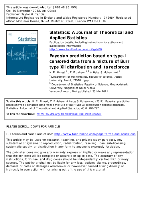 (PDF) Bayesian prediction based on type-1 censored data from a mixture ...