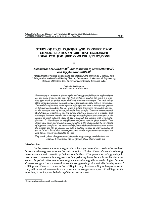 (PDF) Study of heat transfer and pressure drop characteristics of air ...
