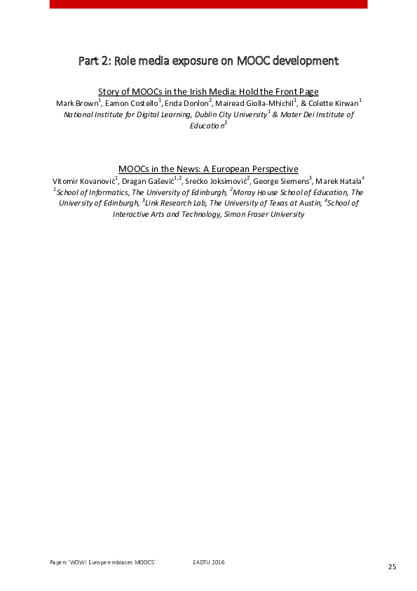 (PDF) Part 2 : Role media exposure on MOOC development Story of MOOCs ...