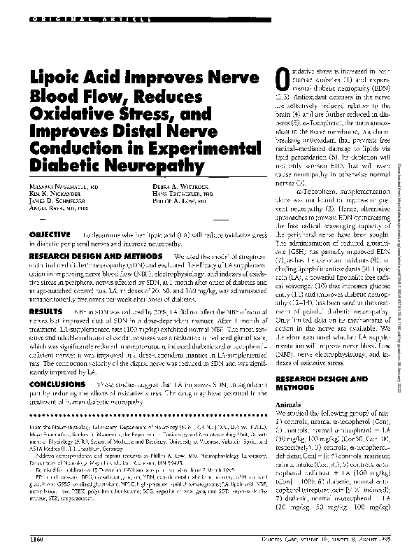 (PDF) Lipoic acid improves nerve blood flow, reduces oxidative stress ...