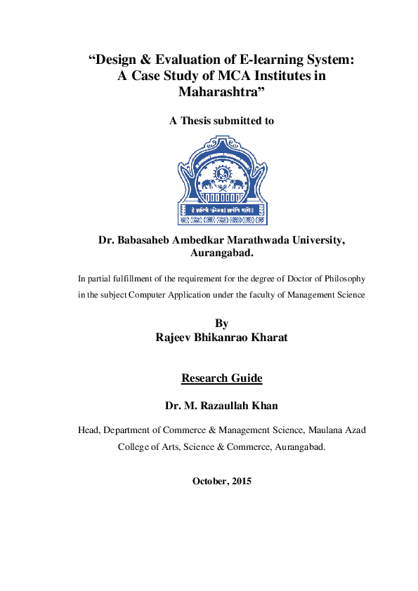 (PDF) Design and evaluation of e learning system a case study of mca ...