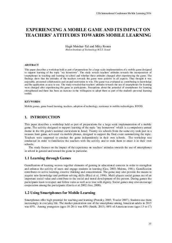 (PDF) Experiencing a Mobile Game and Its Impact on Teachers' Attitudes ...
