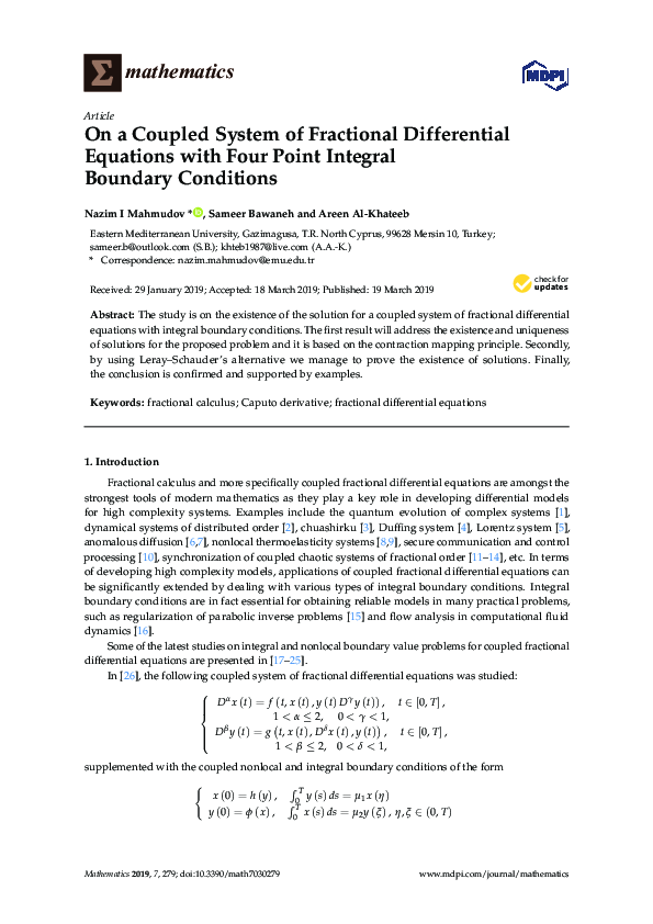 (PDF) On a Coupled System of Fractional Differential Equations with ...