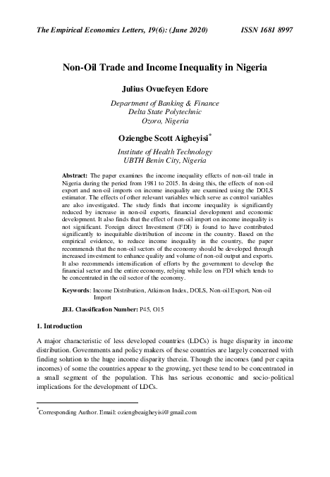 (PDF) Non-Oil Trade and Income Inequality in Nigeria