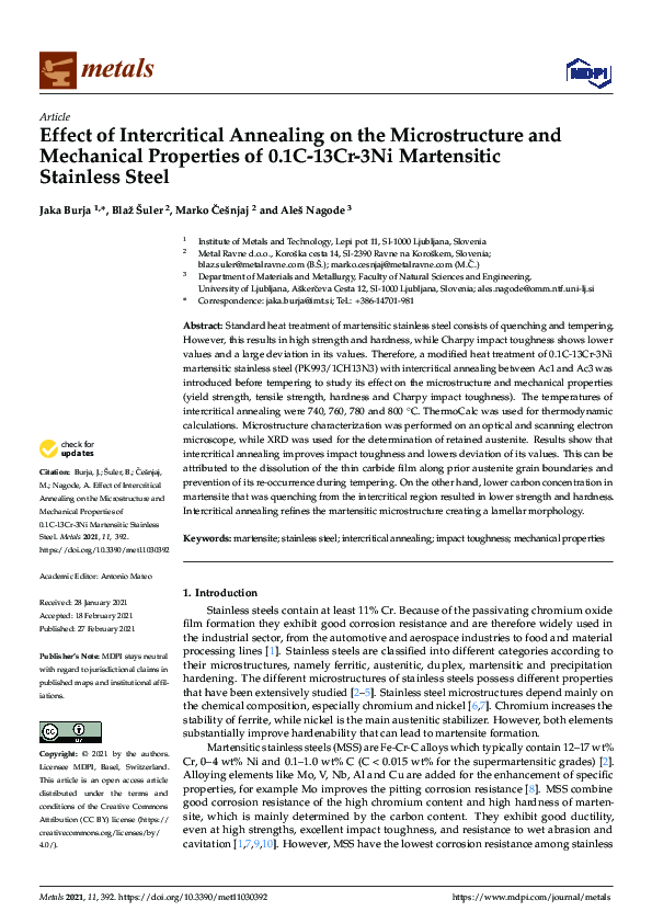 (PDF) Effect of Intercritical Annealing on the Microstructure and ...