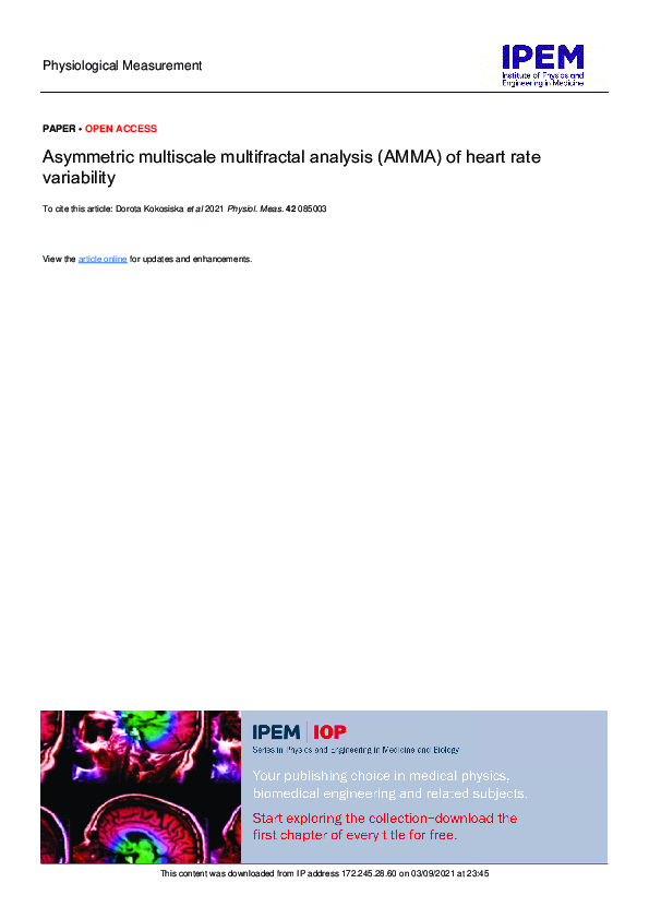 (PDF) Asymmetric multiscale multifractal analysis (AMMA) of heart rate ...