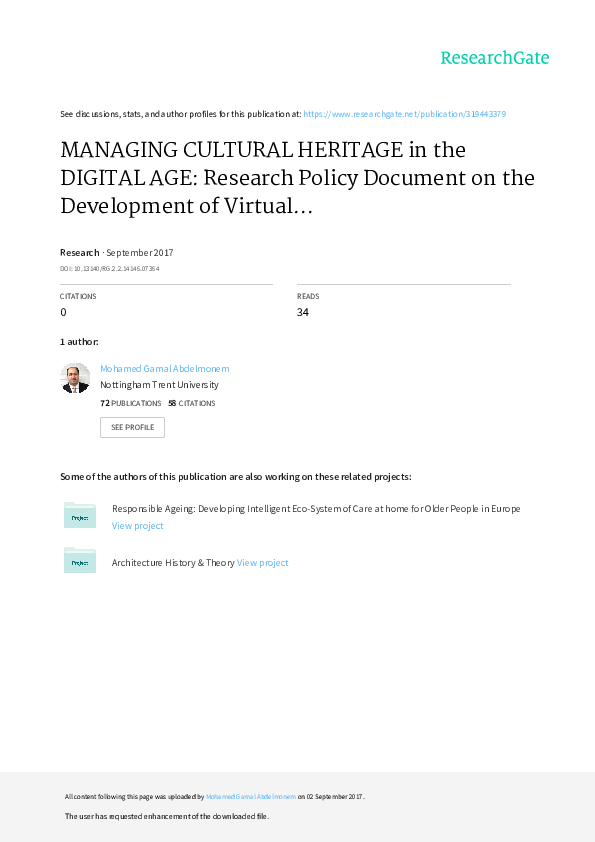 (PDF) Managing cultural heritage in the digital age: research policy ...