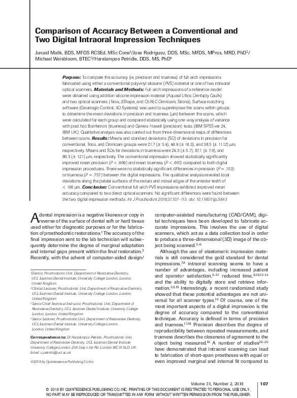 (PDF) Comparison of Accuracy Between a Conventional and Two Digital ...