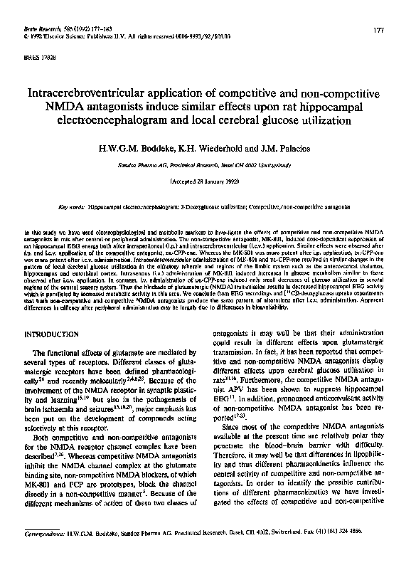 (PDF) Intracerebroventricular application of competitive and non ...