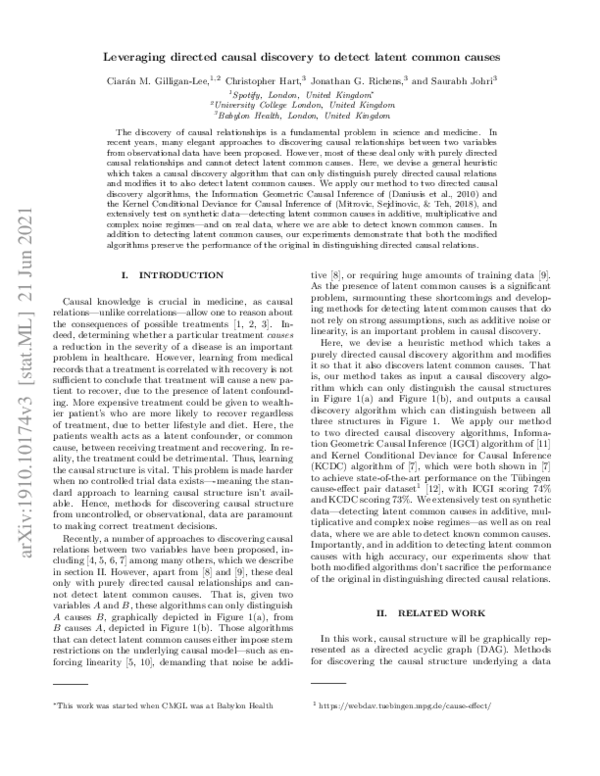 (PDF) Leveraging directed causal discovery to detect latent common causes