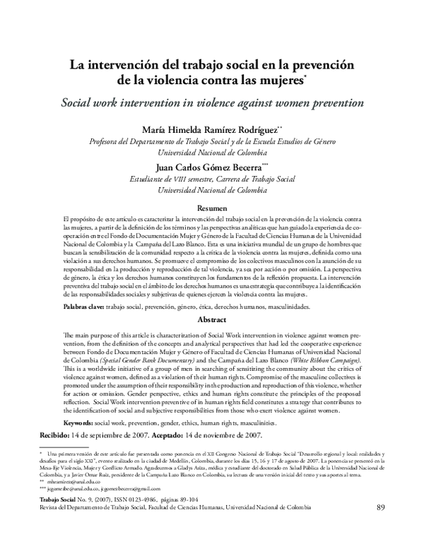(PDF) La intervención del trabajo social en la prevención de la ...