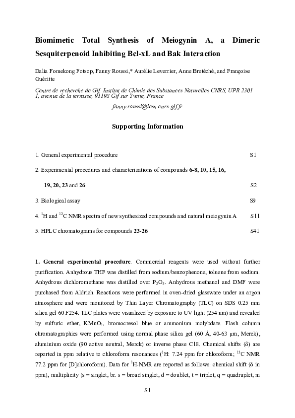 (PDF) Biomimetic Total Synthesis of Meiogynin A, an Inhibitor of Bcl-xL ...