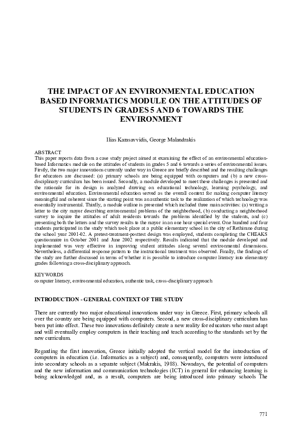 (PDF) The impact of αn environmental education Based informatics module ...