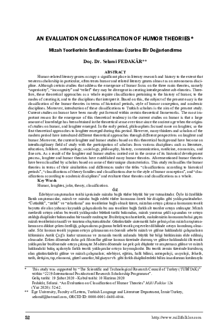 (PDF) An Evaluation on Classification of Humor Theories
