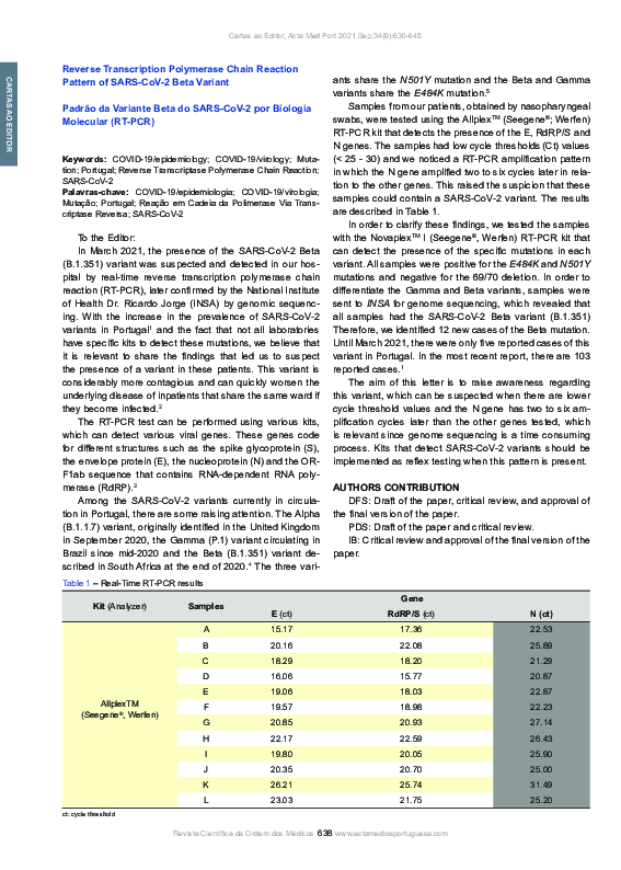 (PDF) Reverse Transcription Polymerase Chain Reaction Pattern of SARS ...