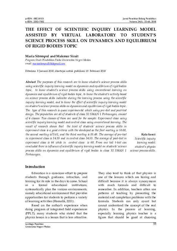 (PDF) The Effect of Scientific Inquiry Learning Model Assisted by ...