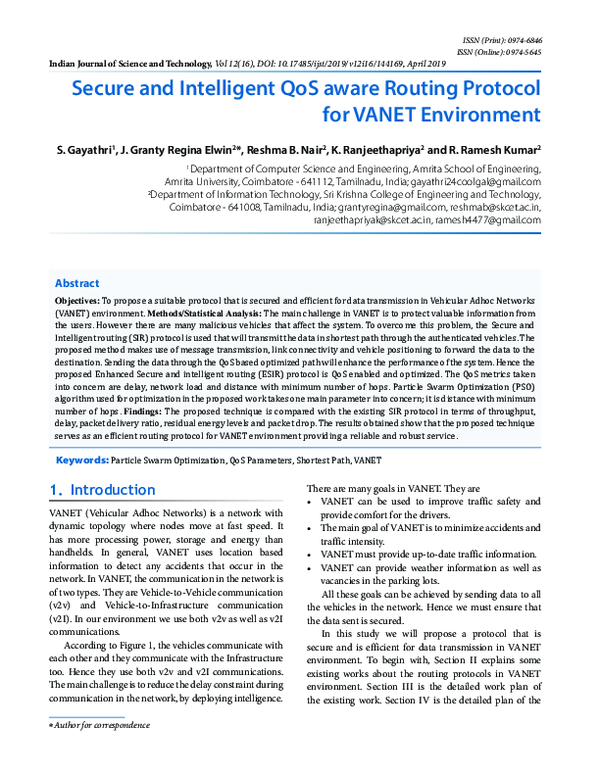 (PDF) Secure and Intelligent QoS aware Routing Protocol for VANET ...