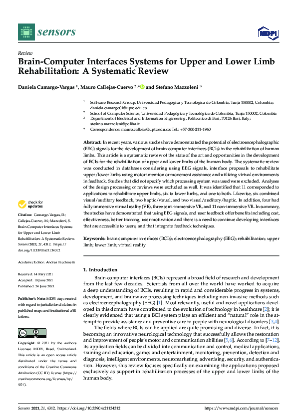 (PDF) Brain-Computer Interfaces Systems for Upper and Lower Limb ...
