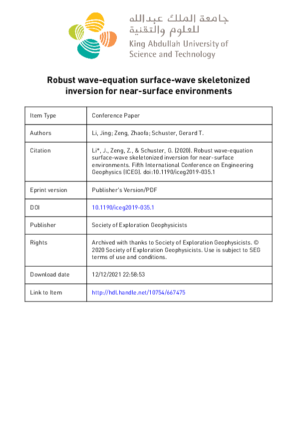 (PDF) Robust wave-equation surface-wave skeletonized inversion for near ...