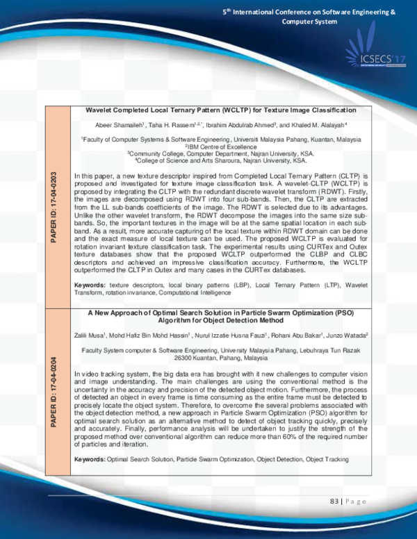 (PDF) Wavelet Completed Local Ternary Pattern (WCLTP) for Texture Image ...