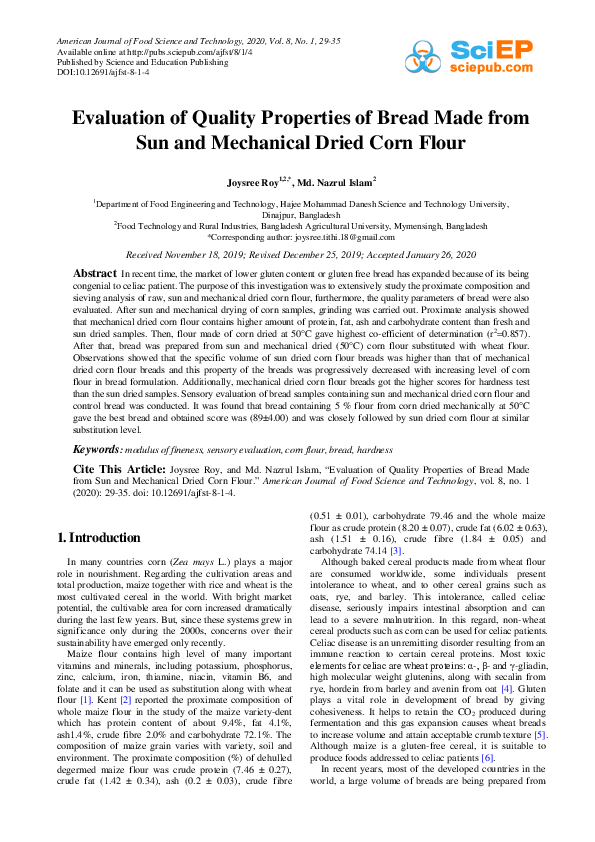(PDF) Evaluation of Quality Properties of Bread Made from Sun and ...