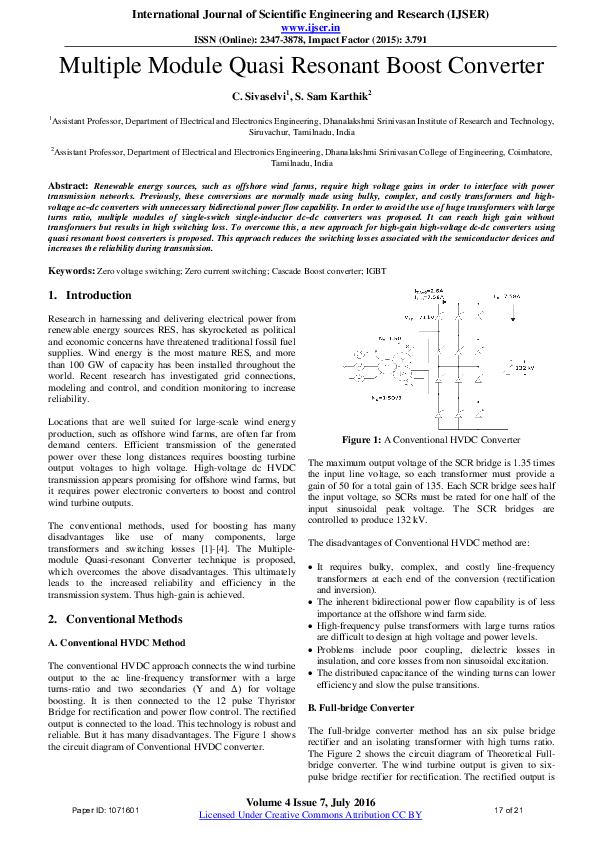(PDF) Multiple Module Quasi Resonant Boost Converter