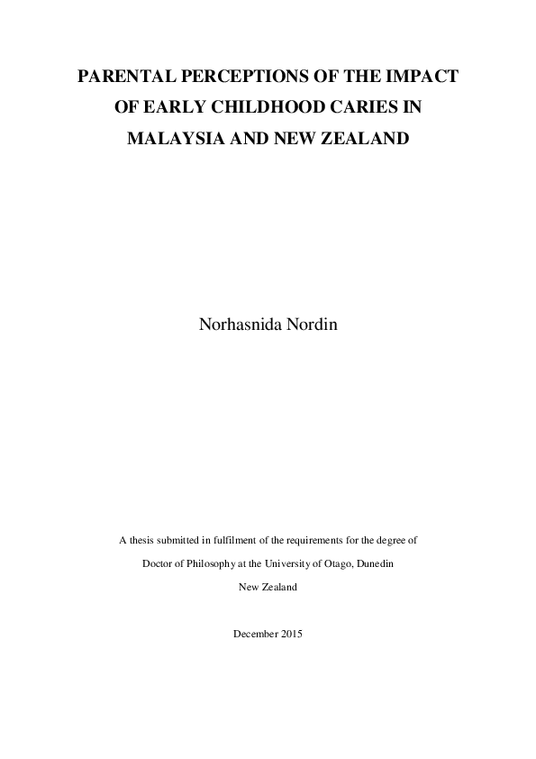 (PDF) Parental perceptions of the impact of early childhood caries in ...