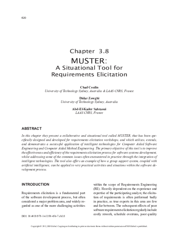 (PDF) MUSTER: A Situational Tool for Requirements Elicitation