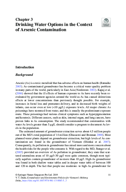(PDF) Drinking Water Options in the Context of Arsenic Contamination