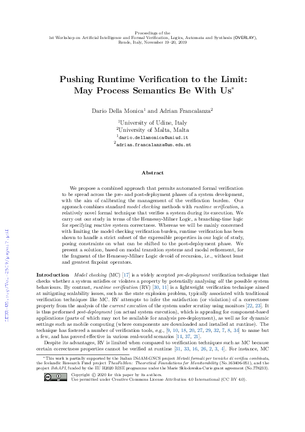 (PDF) Pushing Runtime Verification to the Limit: May Process Semantics ...