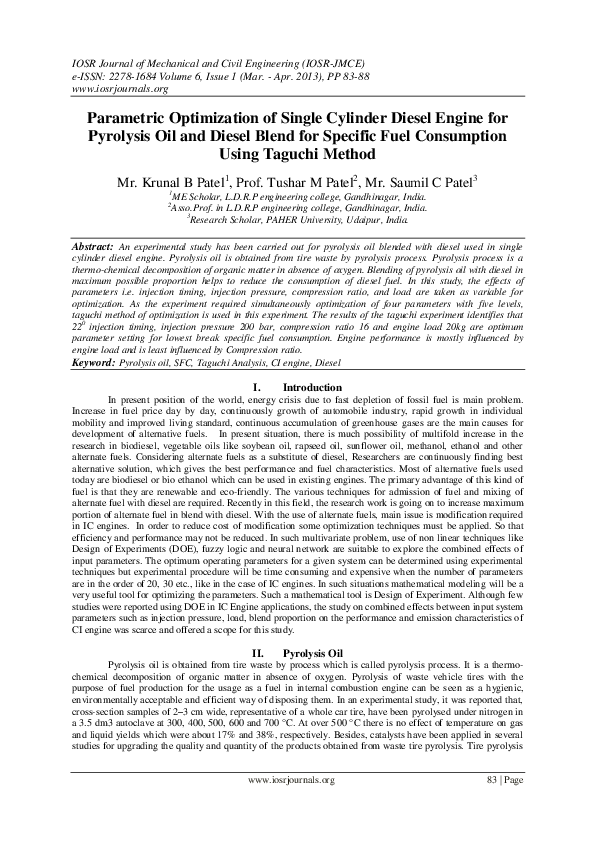(PDF) Parametric Optimization of Single Cylinder Diesel Engine for ...