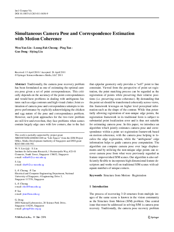 (PDF) Simultaneous Camera Pose and Correspondence Estimation with ...