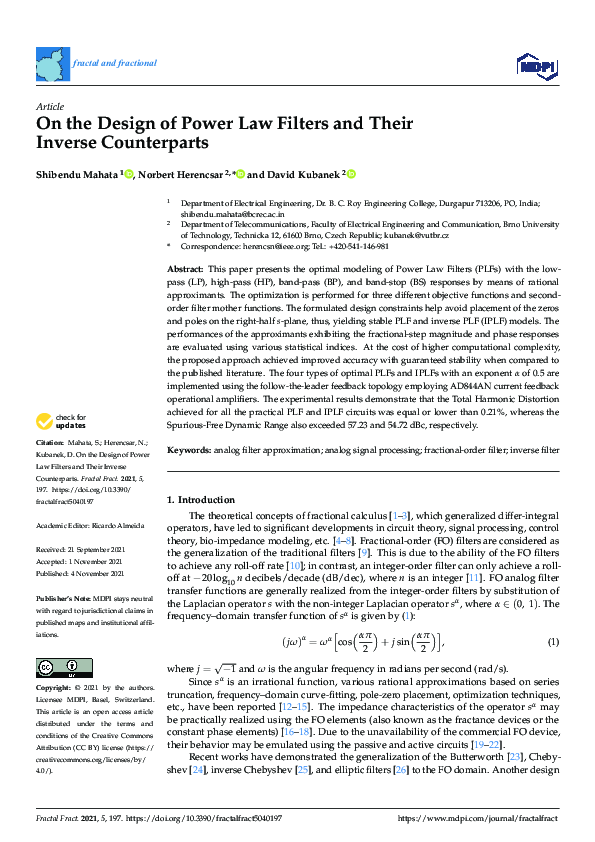(PDF) On the Design of Power Law Filters and Their Inverse Counterparts