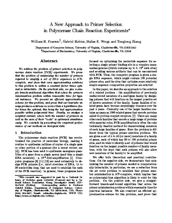 (PDF) A new approach to primer selection in polymerase chain reaction ...