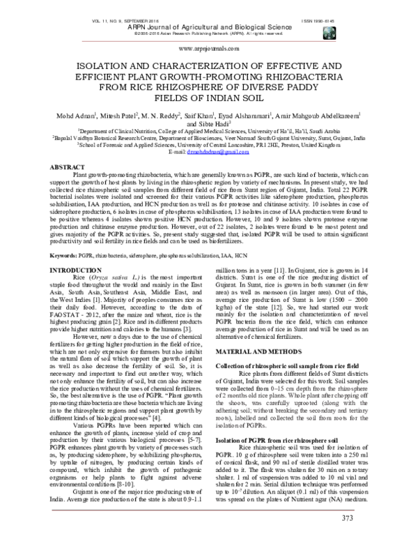 (PDF) Isolation and Characterization of Effective and Efficient Plant ...