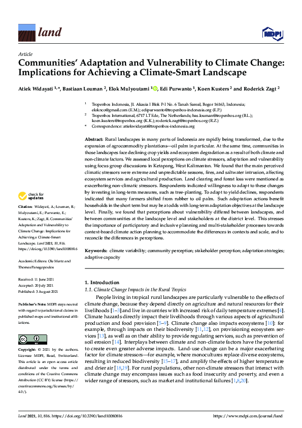 (PDF) Communities’ Adaptation and Vulnerability to Climate Change ...