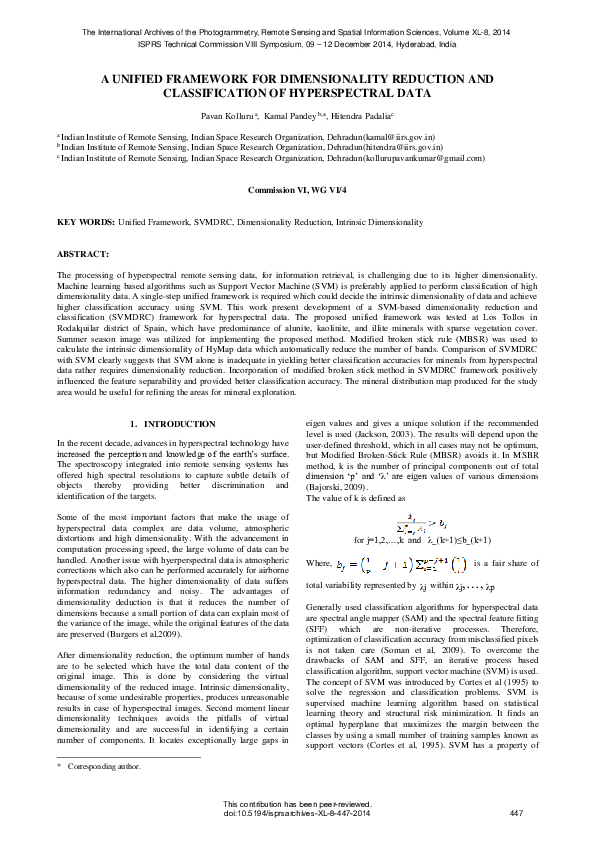 (PDF) A Unified Framework for Dimensionality Reduction and ...