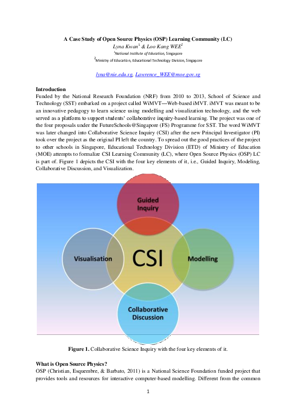 (PDF) A Case Study of Open Source Physics (OSP) Learning Community (LC)