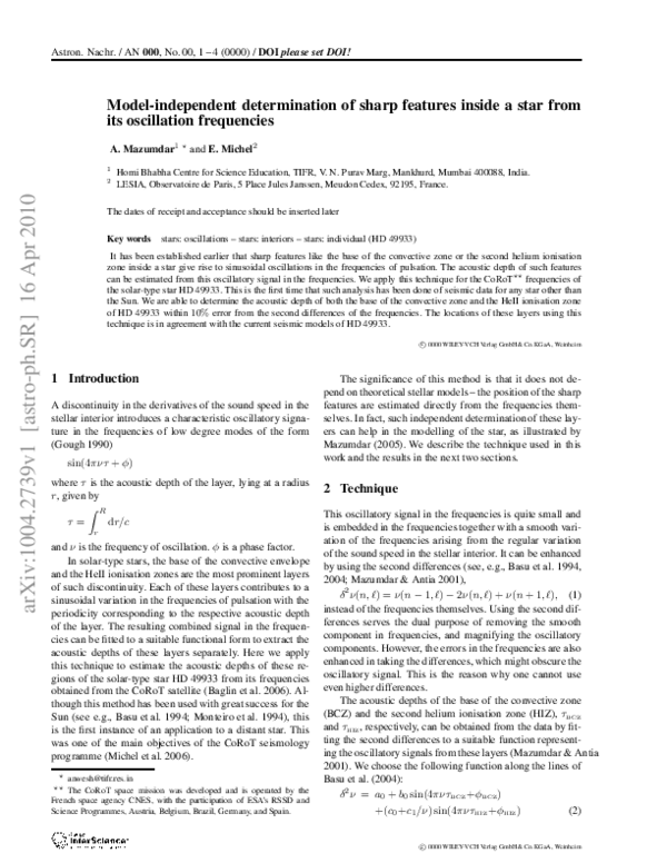 (PDF) Model-independent determination of sharp features inside a star ...