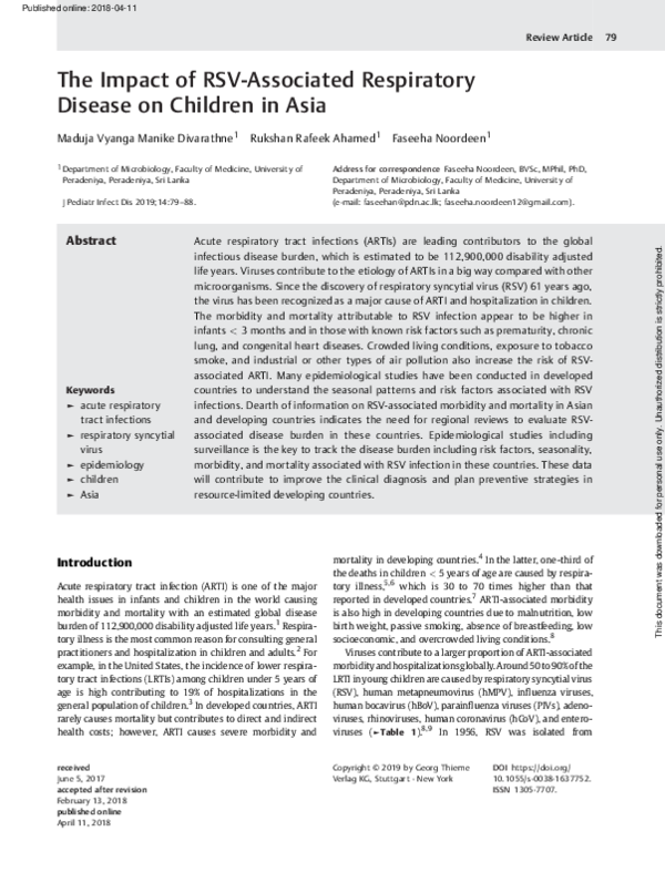 (PDF) The Impact of RSV-Associated Respiratory Disease on Children in Asia