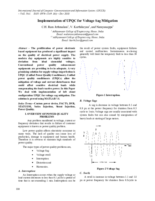 (PDF) Implementation of UPQC for Voltage Sag Mitigation