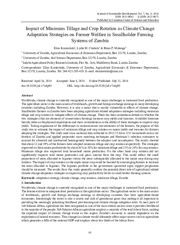 (PDF) Impact of Minimum Tillage and Crop Rotation as Climate Change ...
