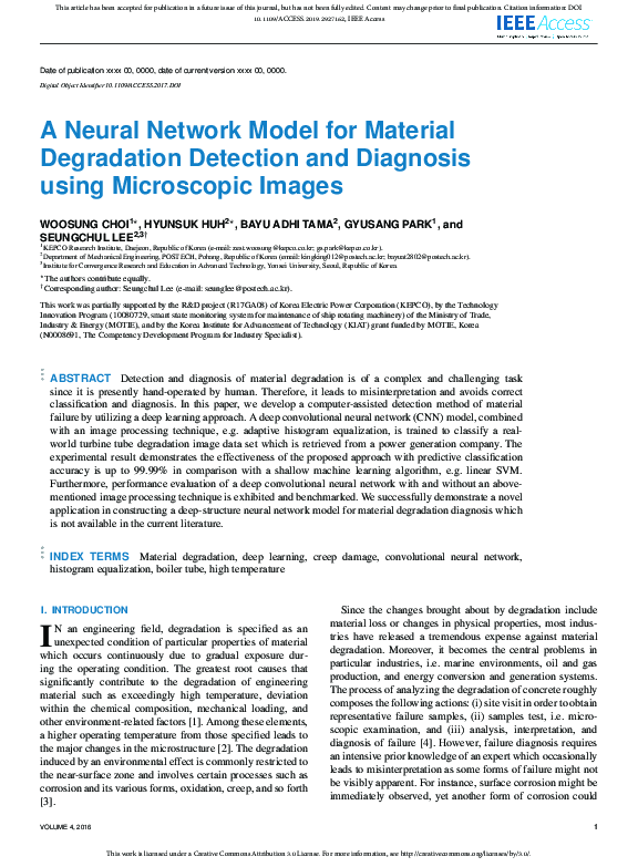 (PDF) A Neural Network Model for Material Degradation Detection and ...