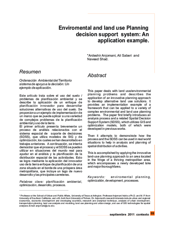 (PDF) Enviromental and land use Planning decision support system: An ...